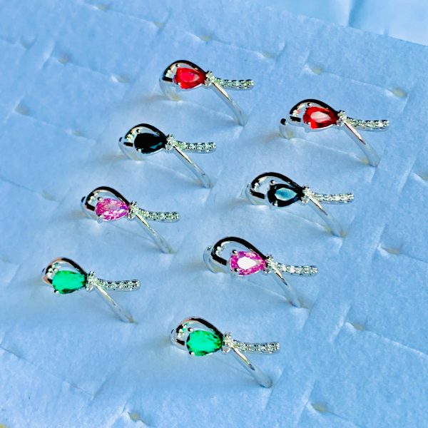 Tear Drop stone Ring 1pc