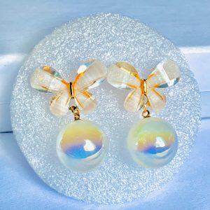 White Butterfly Pearl Earrings