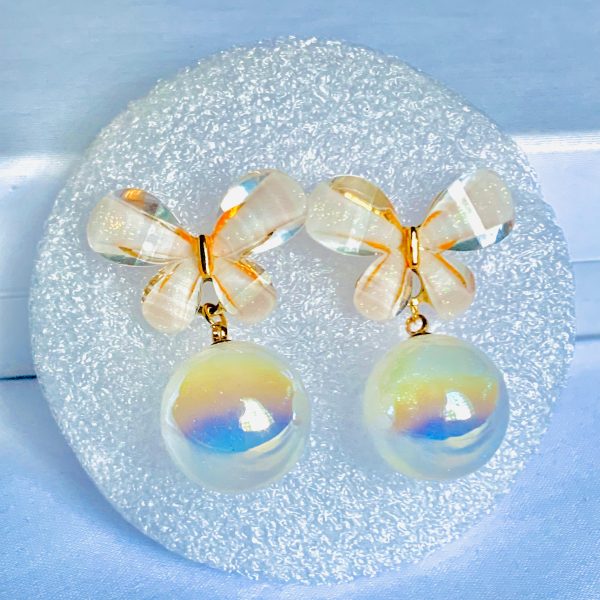 White Butterfly Pearl Earrings
