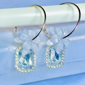 White Flower Stone Earrings