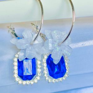 Blue Flower Stone Earrings