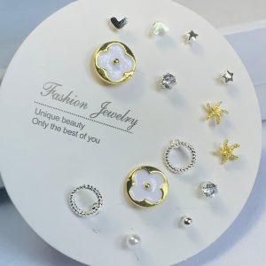 White Star Earrings Set