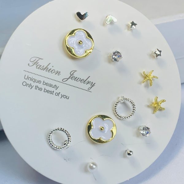White Star Earrings Set