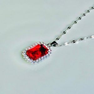 Red Square Stone Necklace