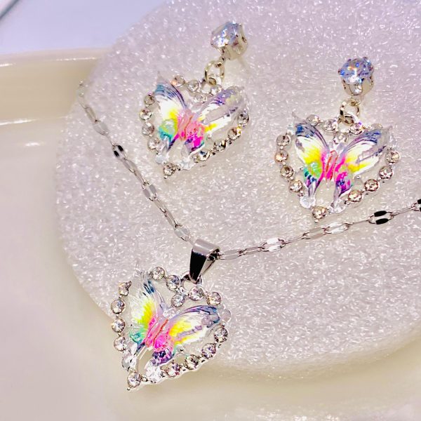 White Mixed Butterfly Necklace Set