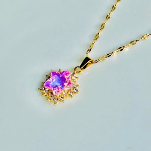 Pink Star Stone Necklace
