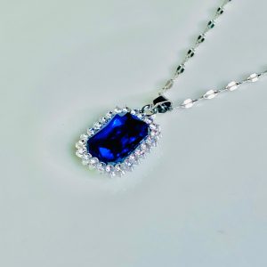 Blue Square Stone Necklace