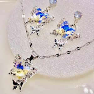 White Butterfly Necklace Set