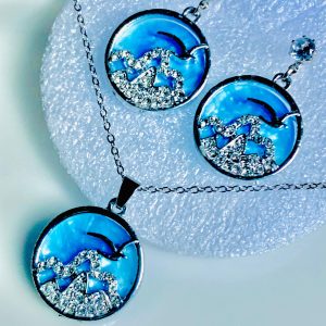 Blue Silver Mountain Necklace Set
