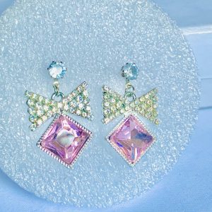 Pink Ruby Bow Earrings