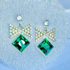 Green Ruby Bow Earrings