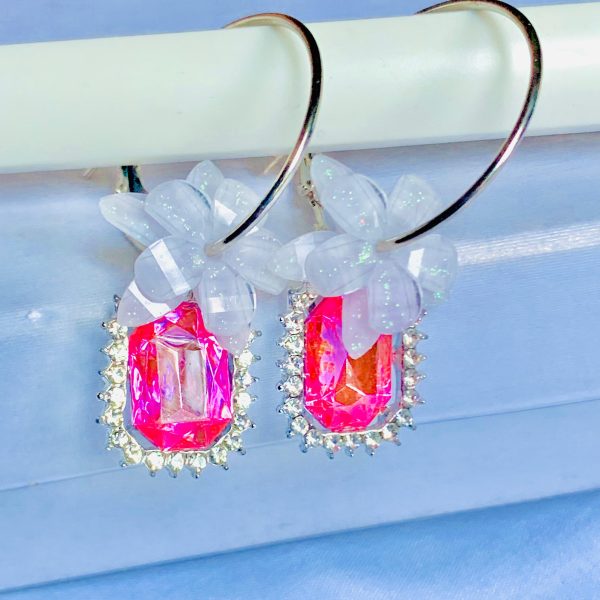 Pink Flower Stone Earrings