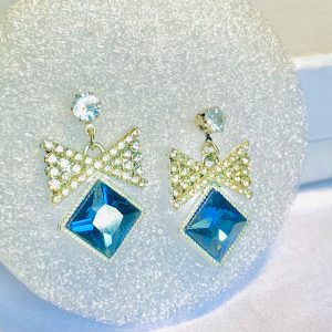 Blue Ruby Bow Earrings